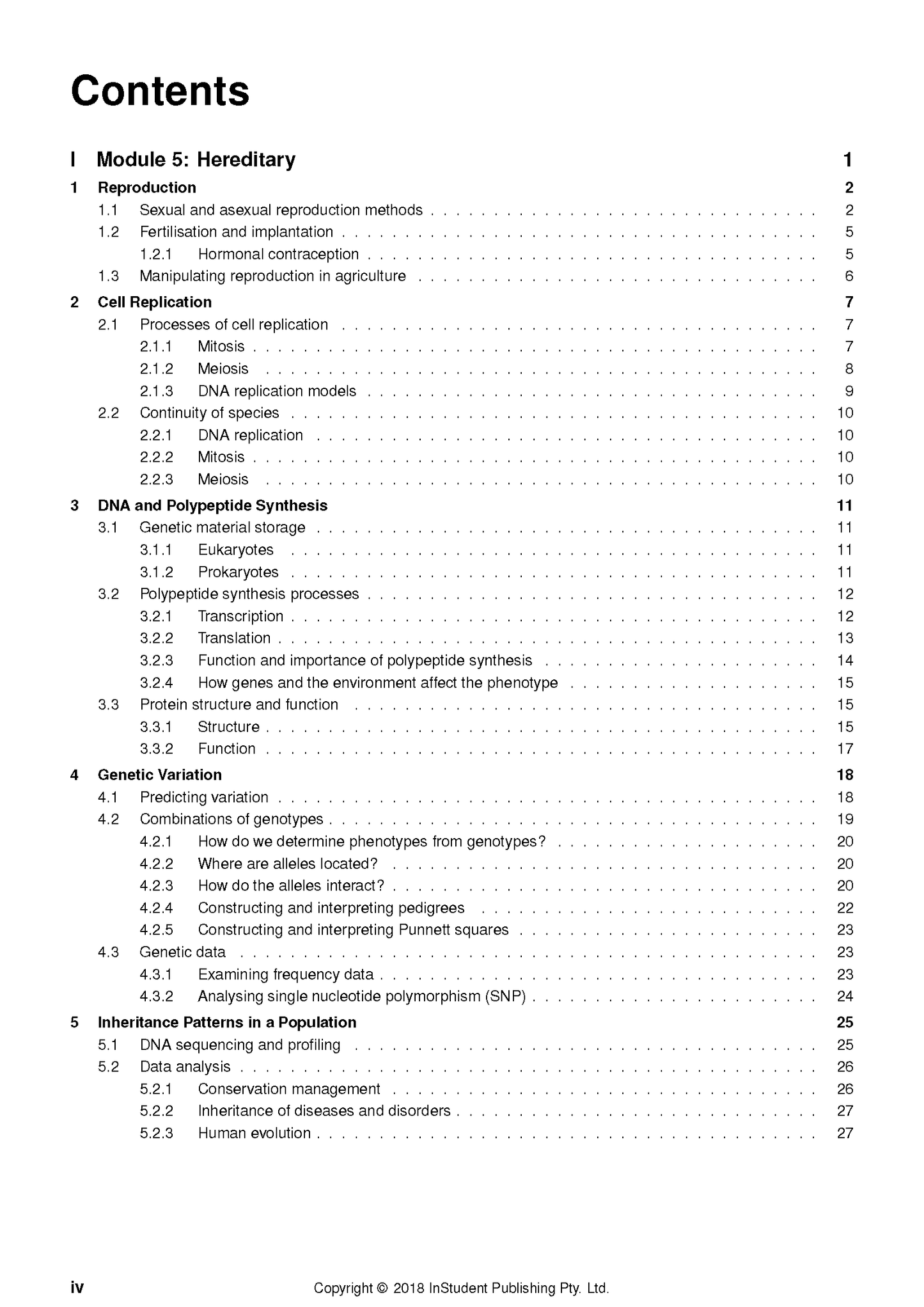 HSC Year 12 Biology Complete Course Notes by ATAR Notes, displaying a detailed table of contents.