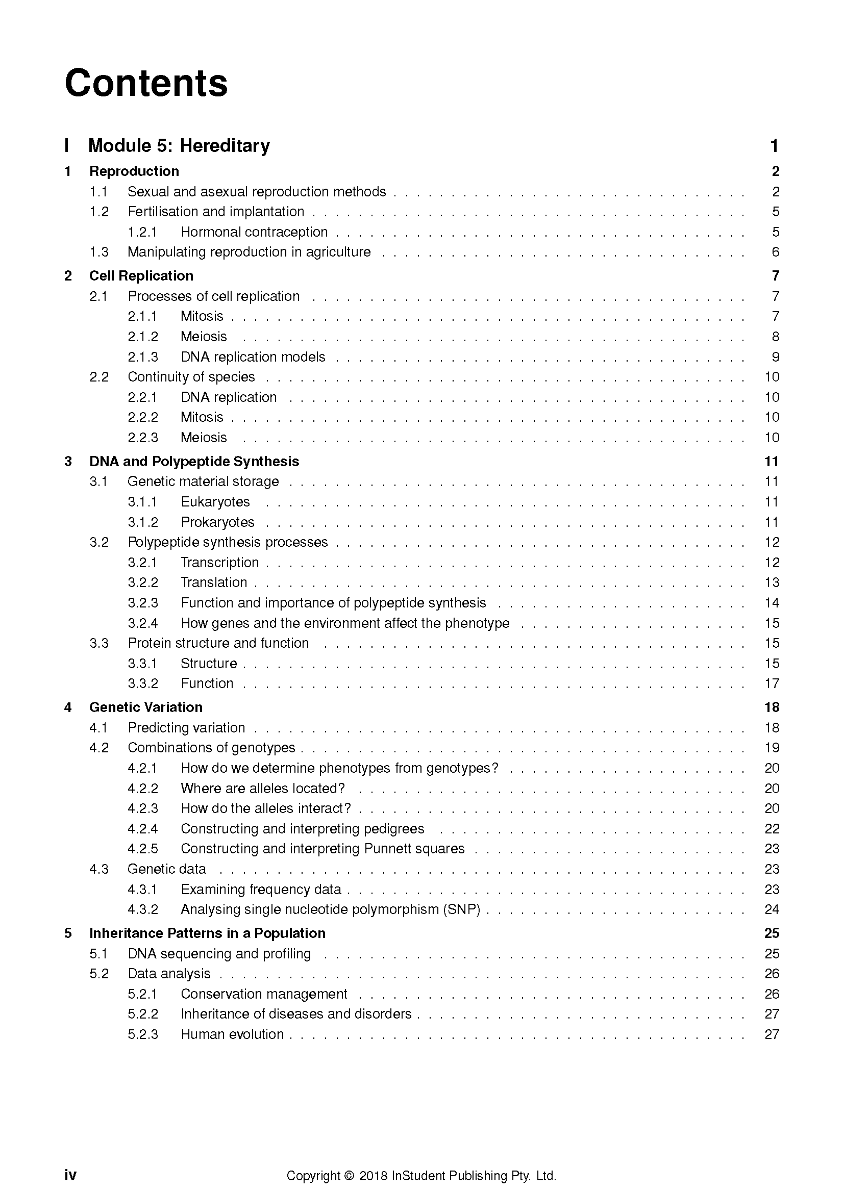 HSC Year 12 Biology Complete Course Notes by ATAR Notes, displaying a detailed table of contents.