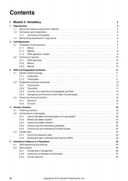 HSC Year 12 Biology Complete Course Notes by ATAR Notes, displaying a detailed table of contents.