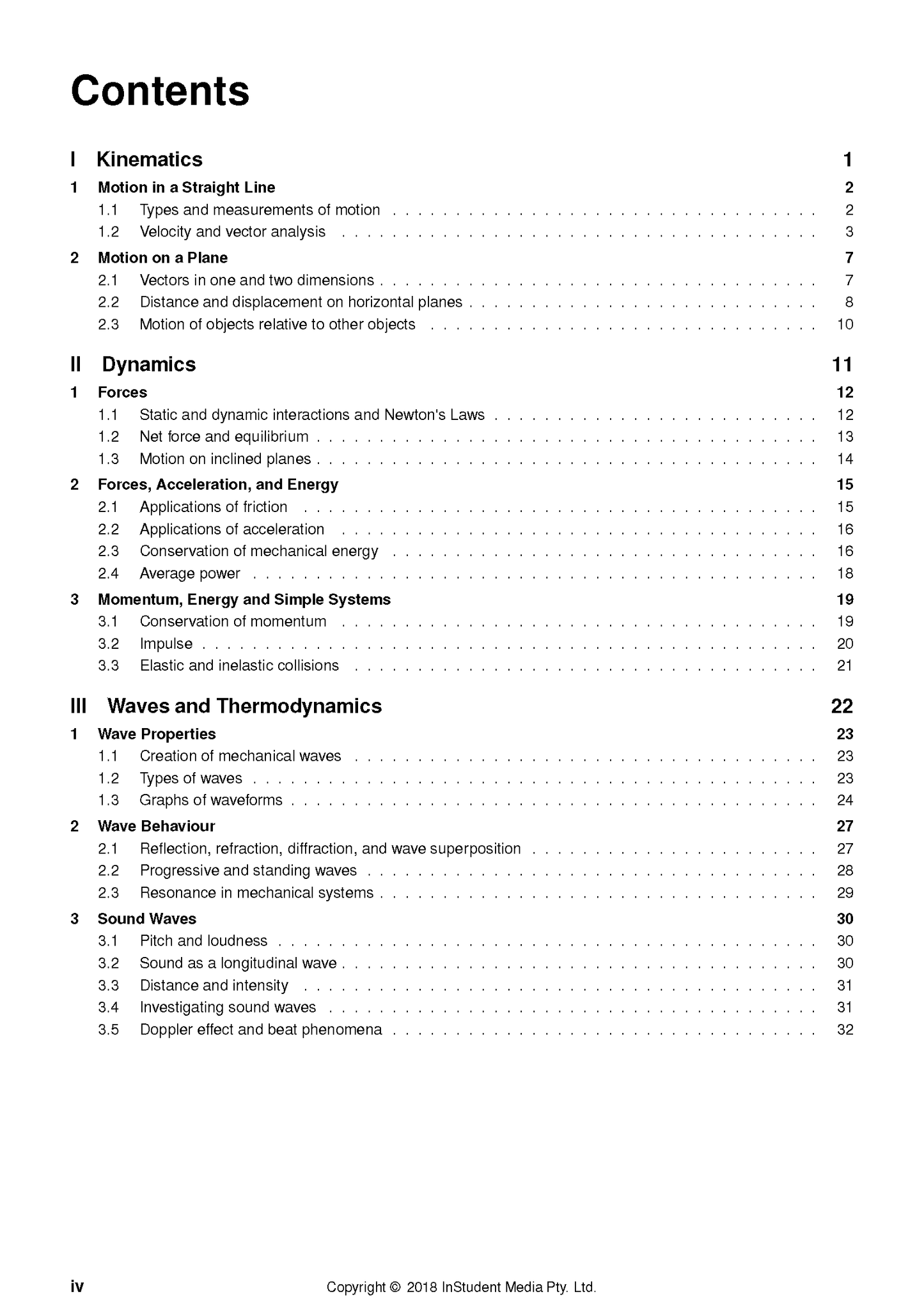 HSC Year 11 Physics Complete Course Notes by ATAR Notes, displaying the white table of contents page with black text.