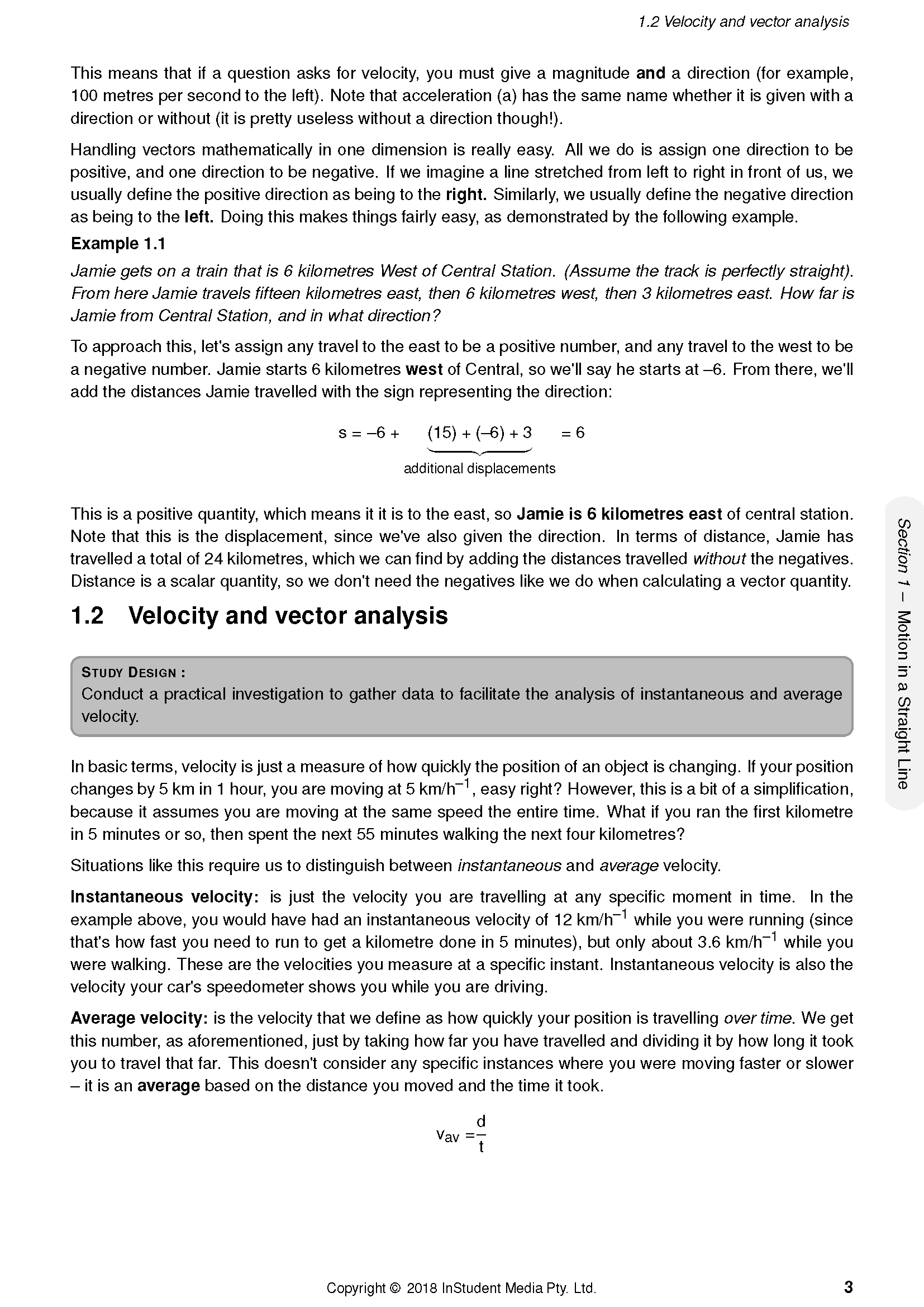 HSC Year 11 Physics Complete Course Notes by ATAR Notes, displaying a page with text and examples on velocity and vector analysis.
