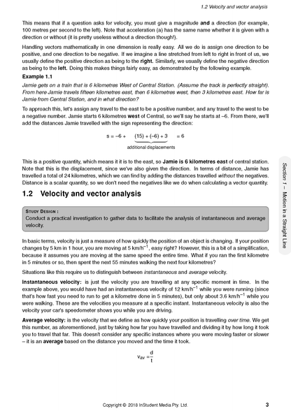 HSC Year 11 Physics Complete Course Notes by ATAR Notes, displaying a page with text and examples on velocity and vector analysis.