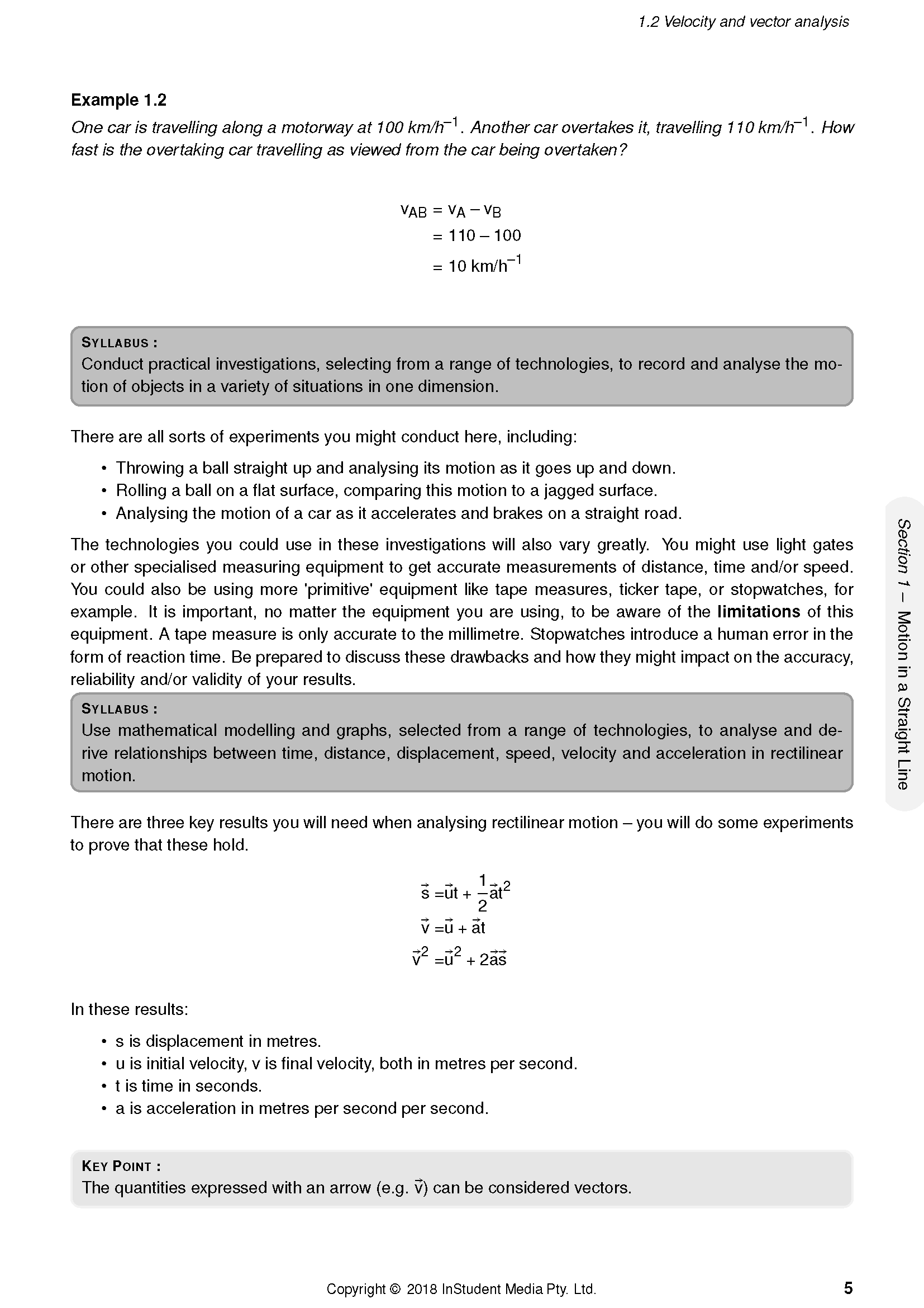 White page of HSC Year 11 Physics Complete Course Notes by ATAR Notes, featuring velocity examples and physics equations.