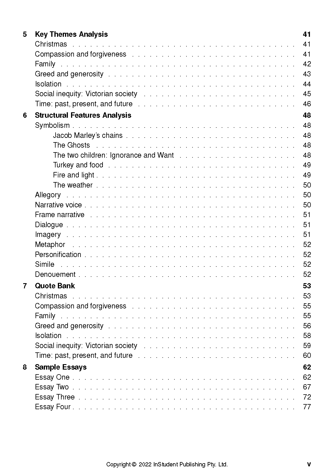 Text Guide with a table of contents page, from InStudent Publishing Pty. Ltd., displaying chapter titles and page numbers.