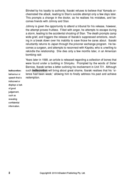 Text Guide page with black text on a white background, featuring a definition of "Indiscretion" and copyright notice.