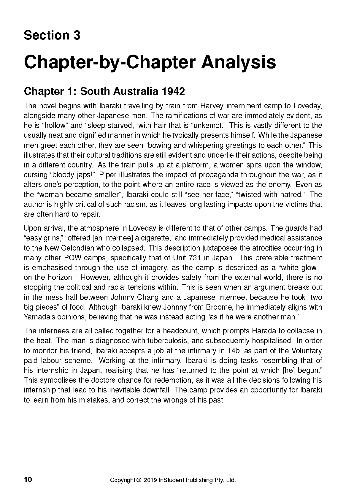 Text Guide for After Darkness by Christine Piper, displaying a white page with black text, section and chapter titles, and page number 10.