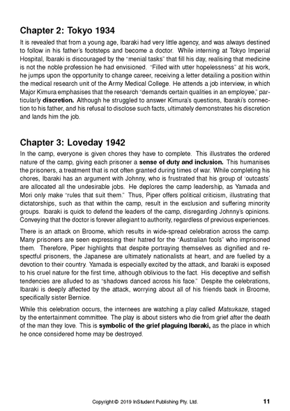 Text Guide for After Darkness by Christine Piper, showing a page with chapter summaries and bolded key phrases.