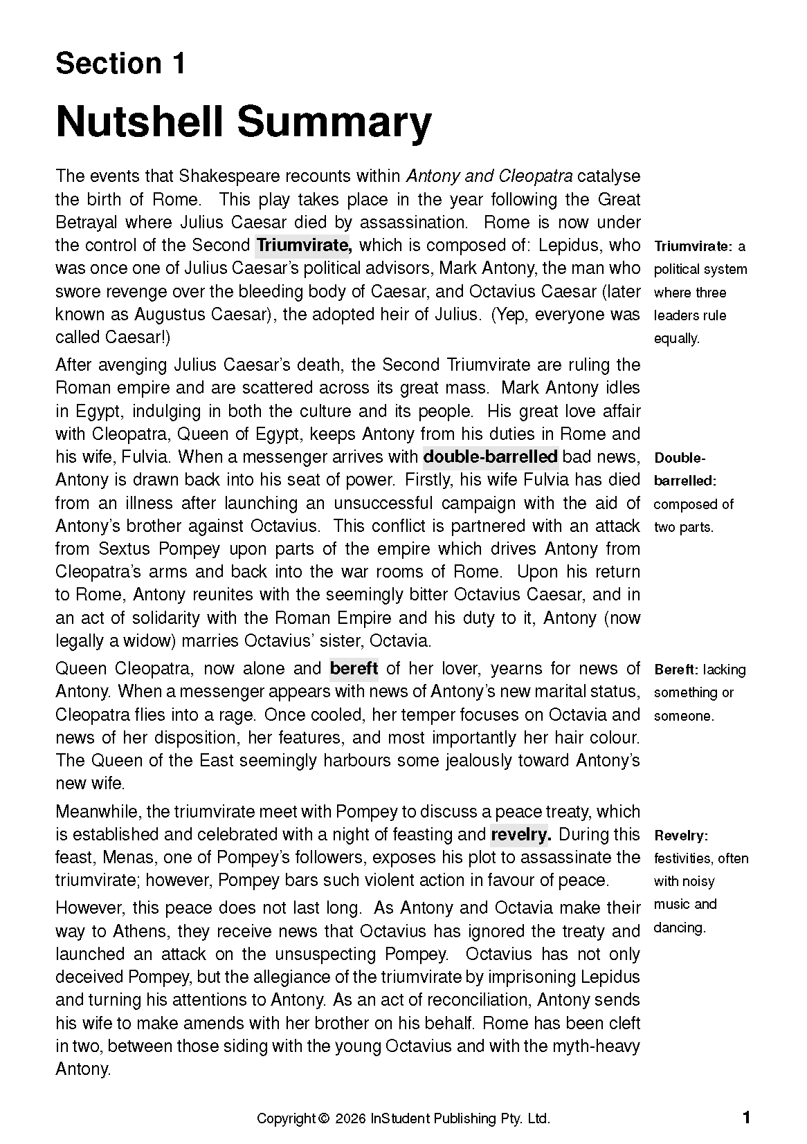 ATAR Notes Text Guide: Antony and Cleopatra by William Shakespeare