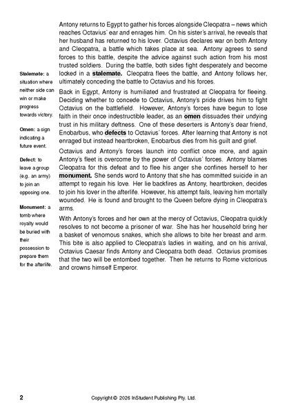 ATAR Notes Text Guide: Antony and Cleopatra by William Shakespeare