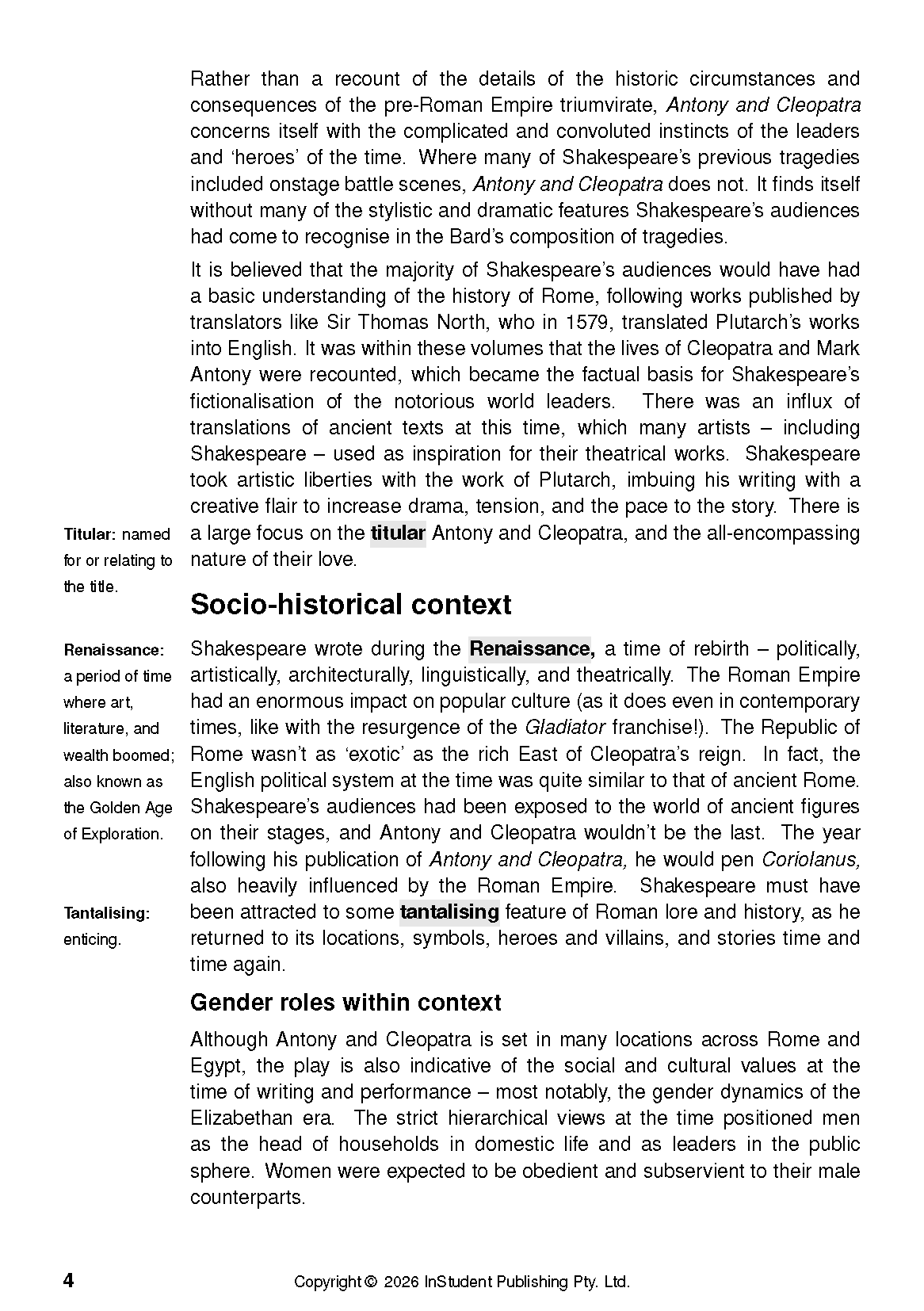 ATAR Notes Text Guide: Antony and Cleopatra by William Shakespeare