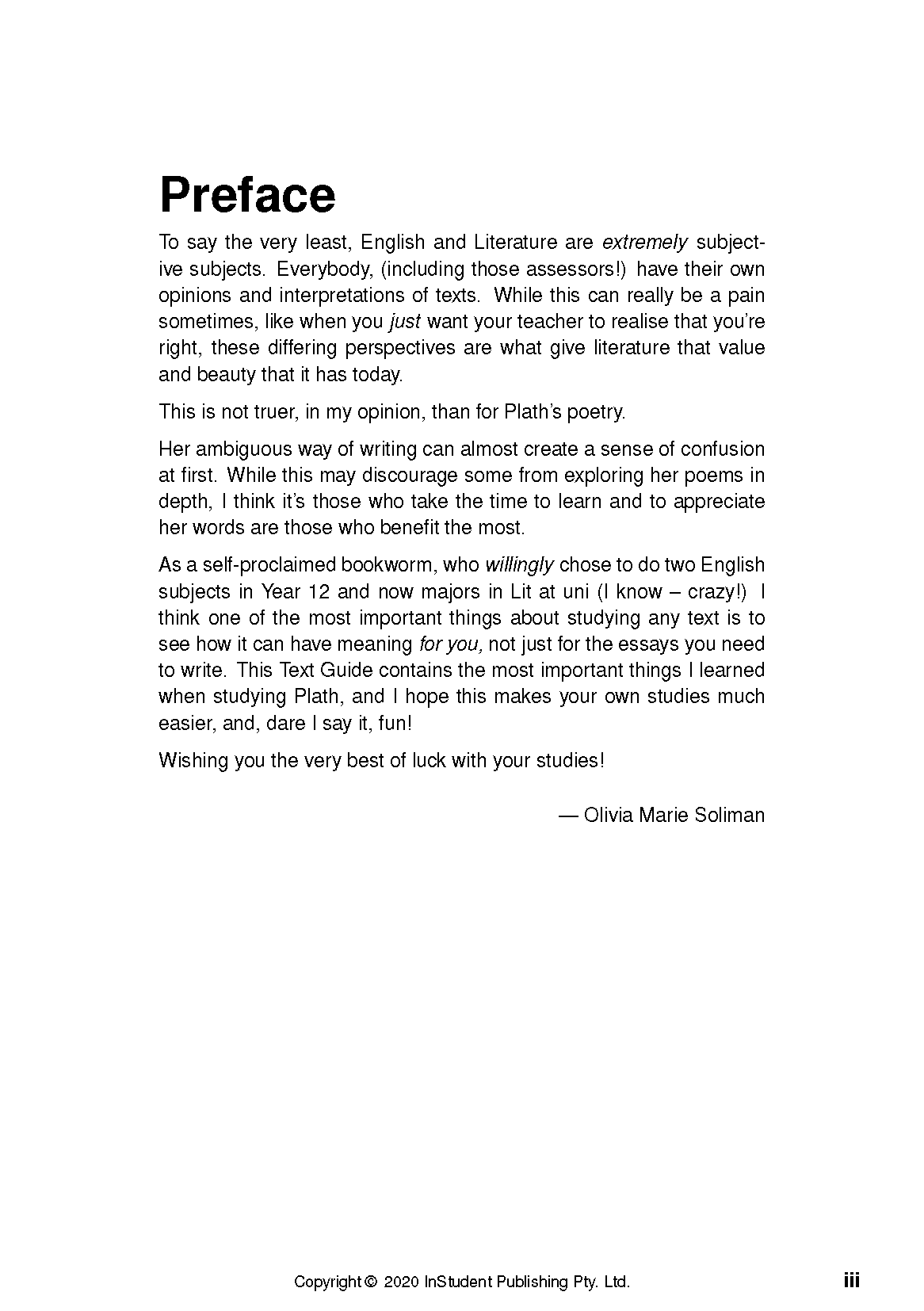 White page from a Text Guide displaying the 'Preface' section with an introductory message.
