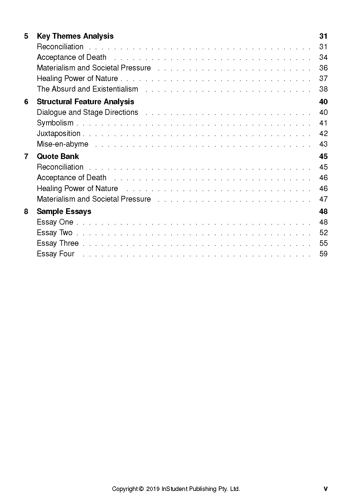 Text Guide showing a cropped view of its table of contents with black text on a white page.