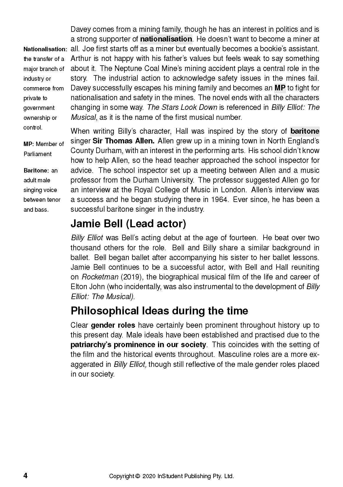 White printed text guide by InStudent Publishing Pty. Ltd. with black text, headings, and definitions on page 4.