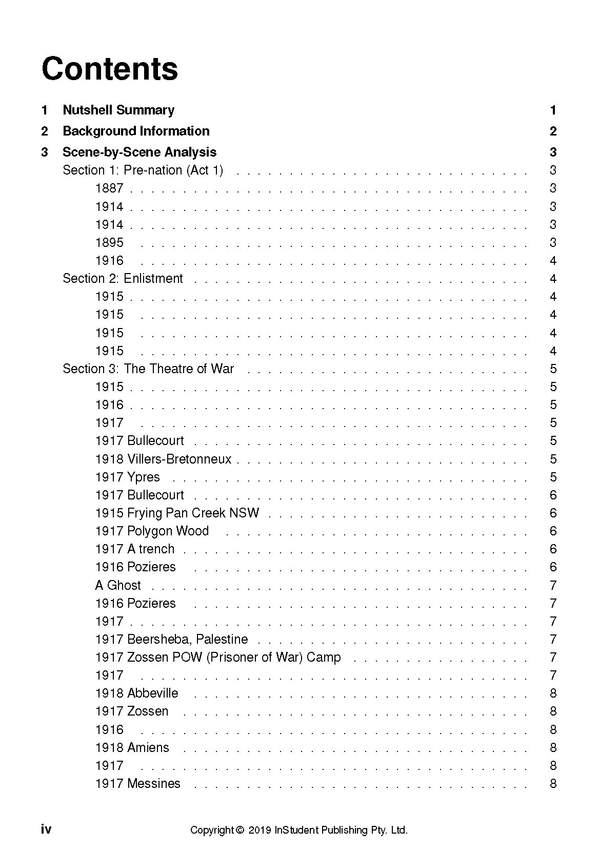 Text Guide by InStudent Publishing Pty. Ltd. displaying a Table of Contents with black text on a white page.