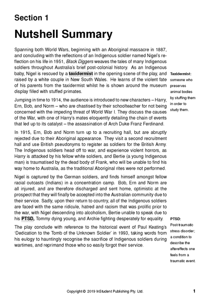 Text Guide page featuring a white background with black text titled 'Nutshell Summary', alongside marginal definitions.