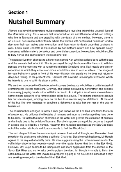 Text guide by Robbie Arnott, displaying a page with 'Section 1 Nutshell Summary' and multiple paragraphs of black text on a white background.