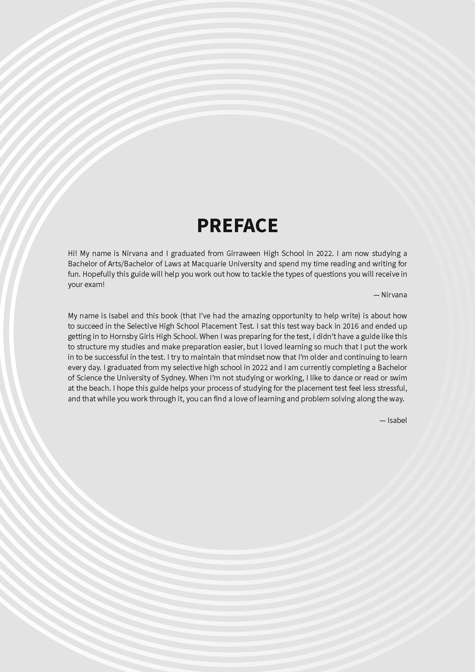 White guide book page by ATAR Notes titled "PREFACE" with black text and a subtle light grey background pattern.
