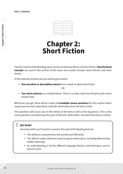 Course notes by ATAR Notes, showing an open page with a book icon, 'Chapter 2: Short Fiction' title, and instructional text.