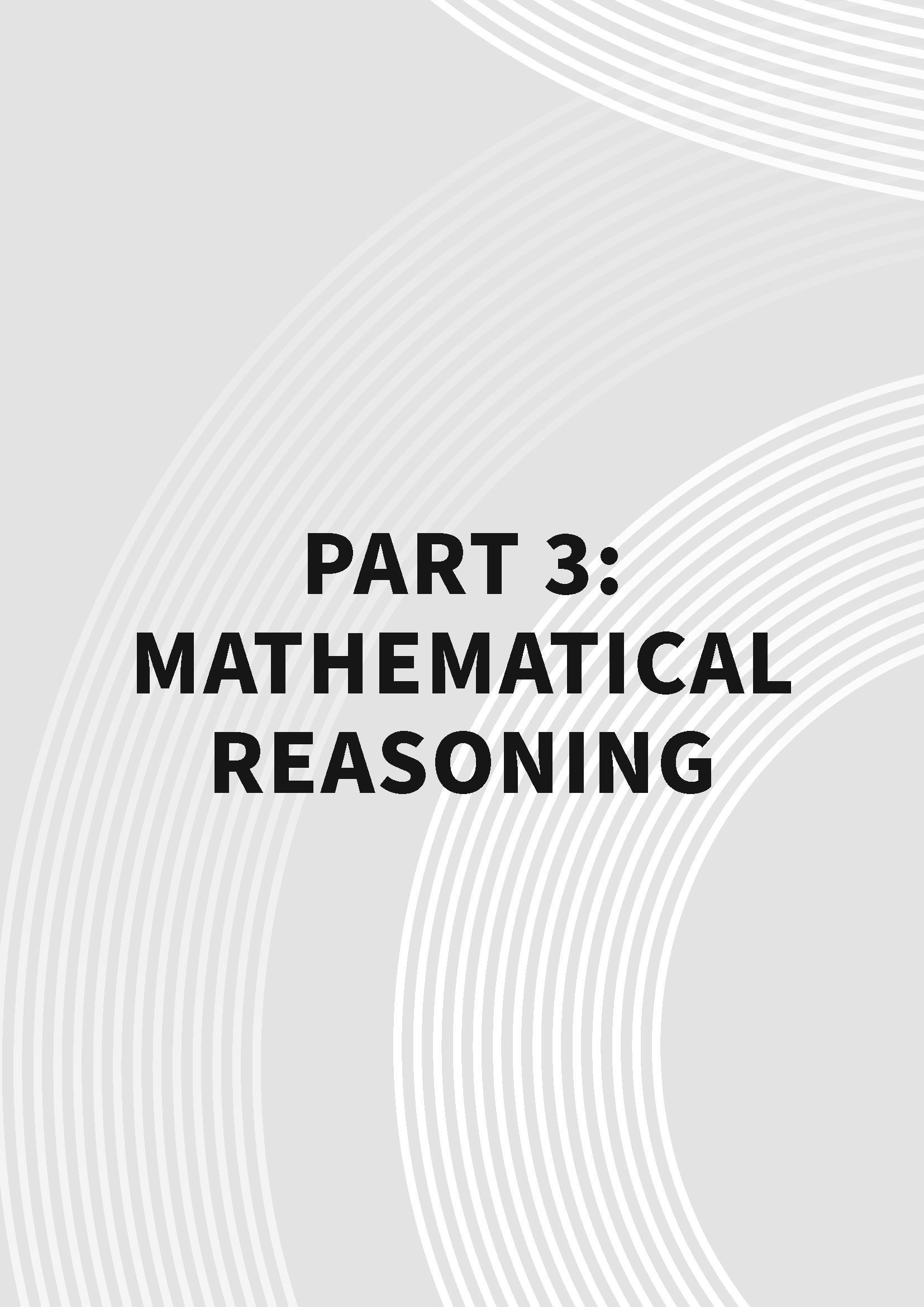 Guide for the NSW Selective Schools Test by ATAR Notes, with 'PART 3: MATHEMATICAL REASONING' in black on a light gray background with white curved lines.