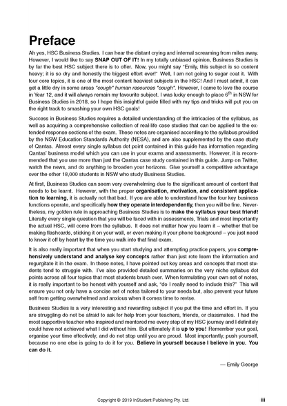 White course notes by ATAR Notes, displaying a "Preface" section, author Emily George, and copyright details.