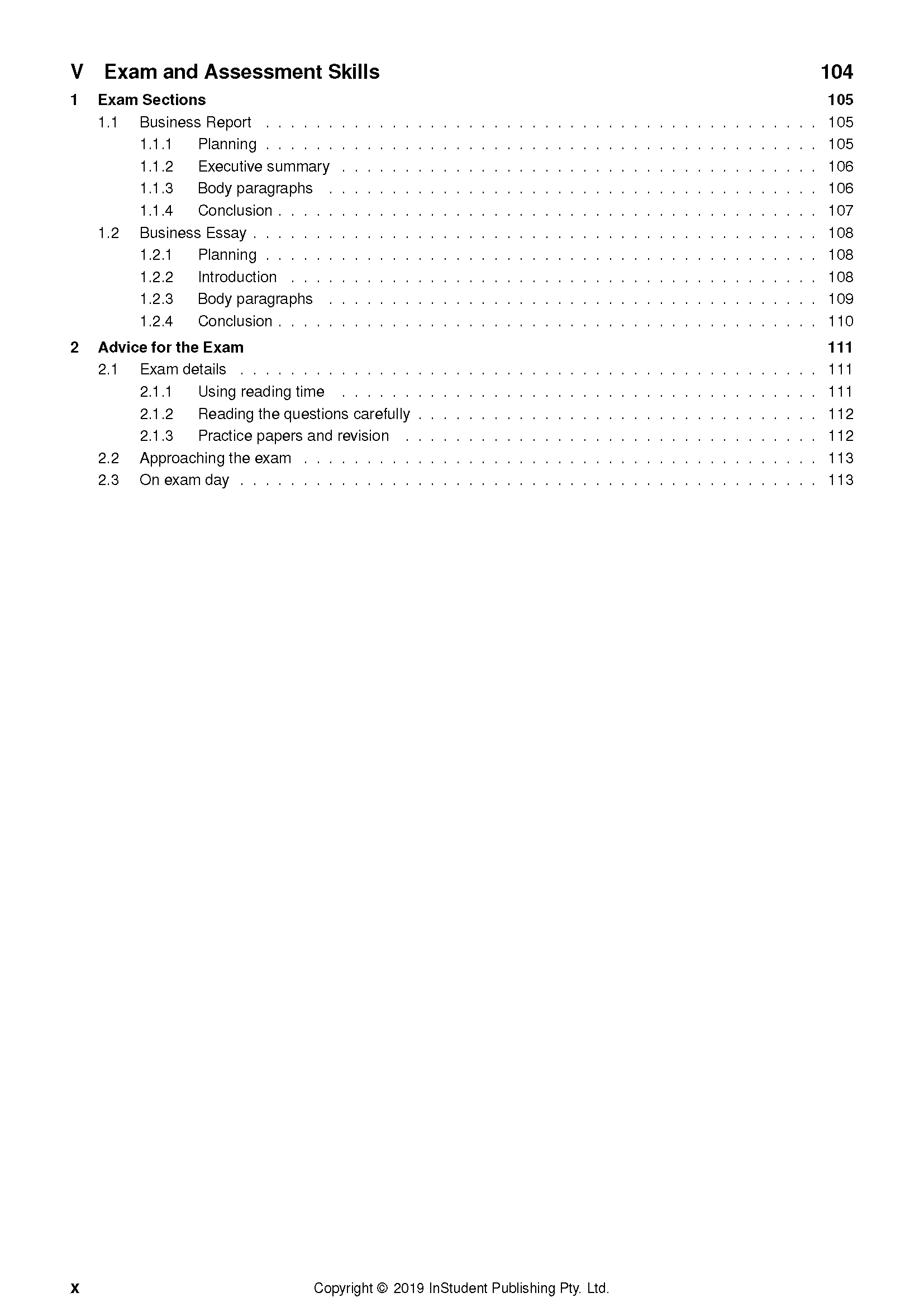 Course notes by ATAR Notes showing a table of contents for 'Exam and Assessment Skills' with section headings and page numbers.