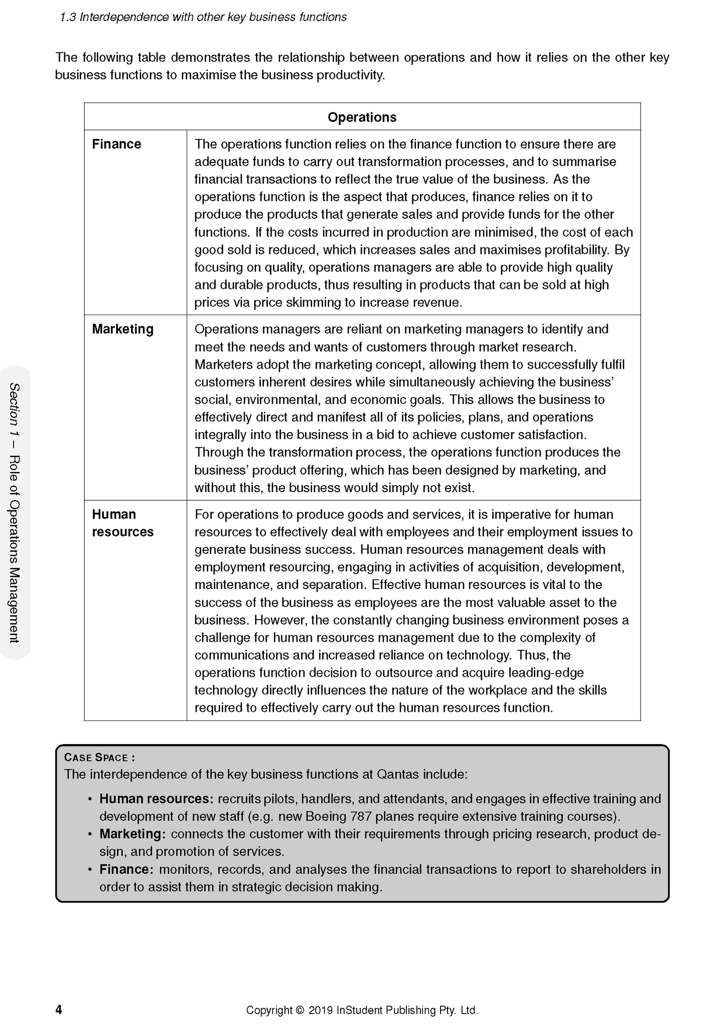 HSC Year 12 Business Studies Complete Course Notes by ATAR Notes, showing a page detailing business functions and a 'CASE SPACE' example.