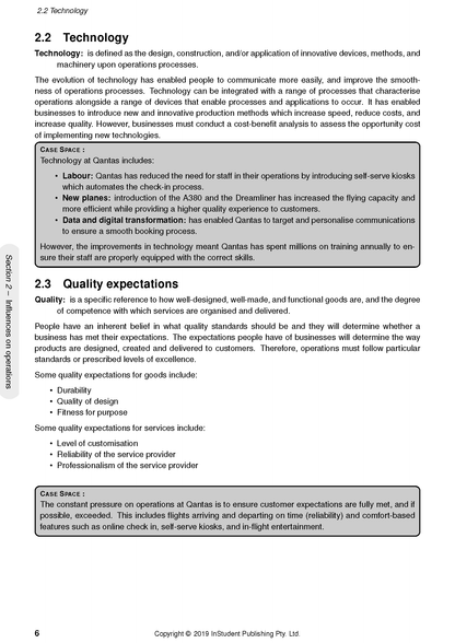 White course notes page by ATAR Notes, displaying content on Technology and Quality expectations with case studies.