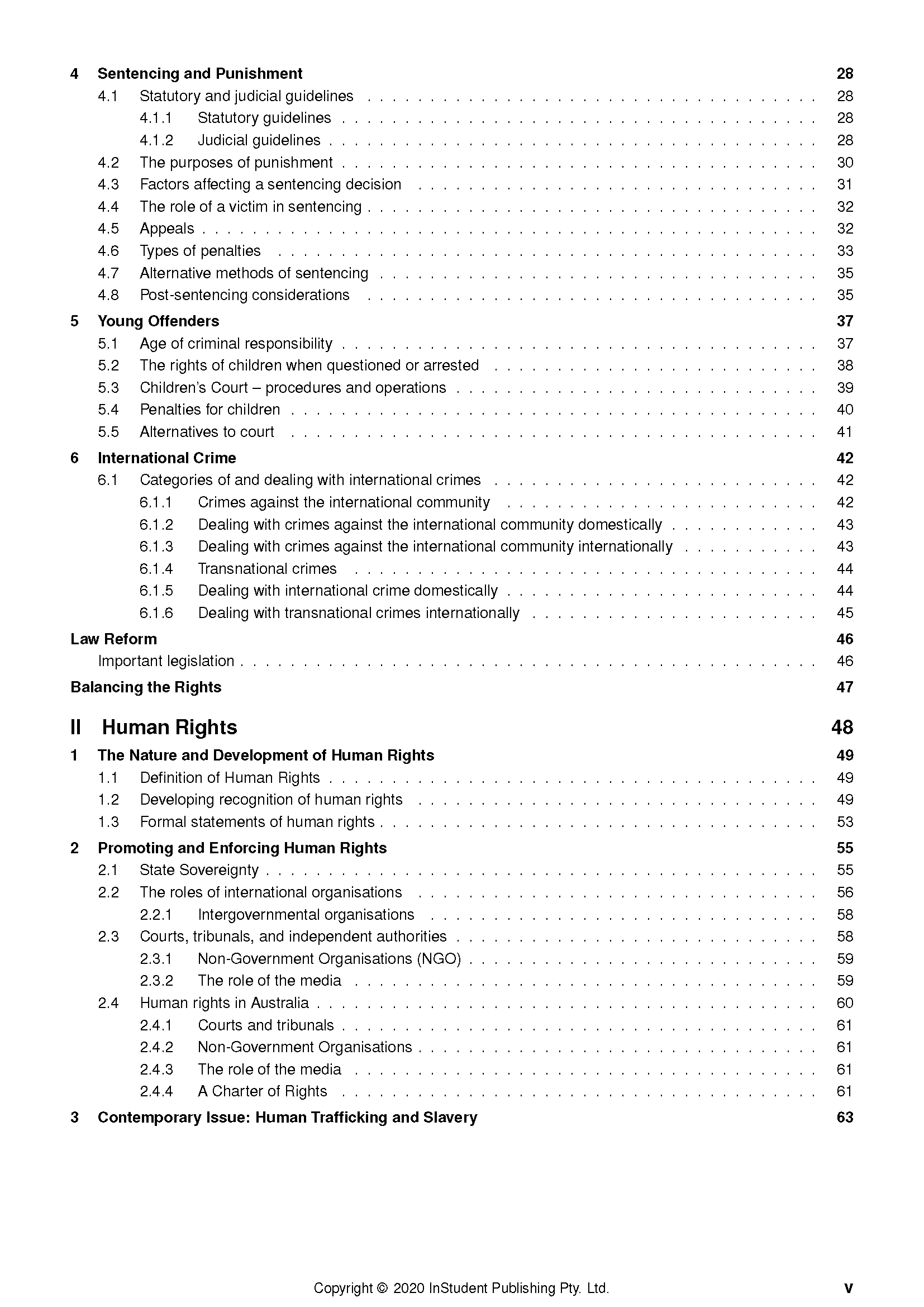 Course Notes showing a table of contents by ATAR Notes, listing sections and page numbers on a white page.