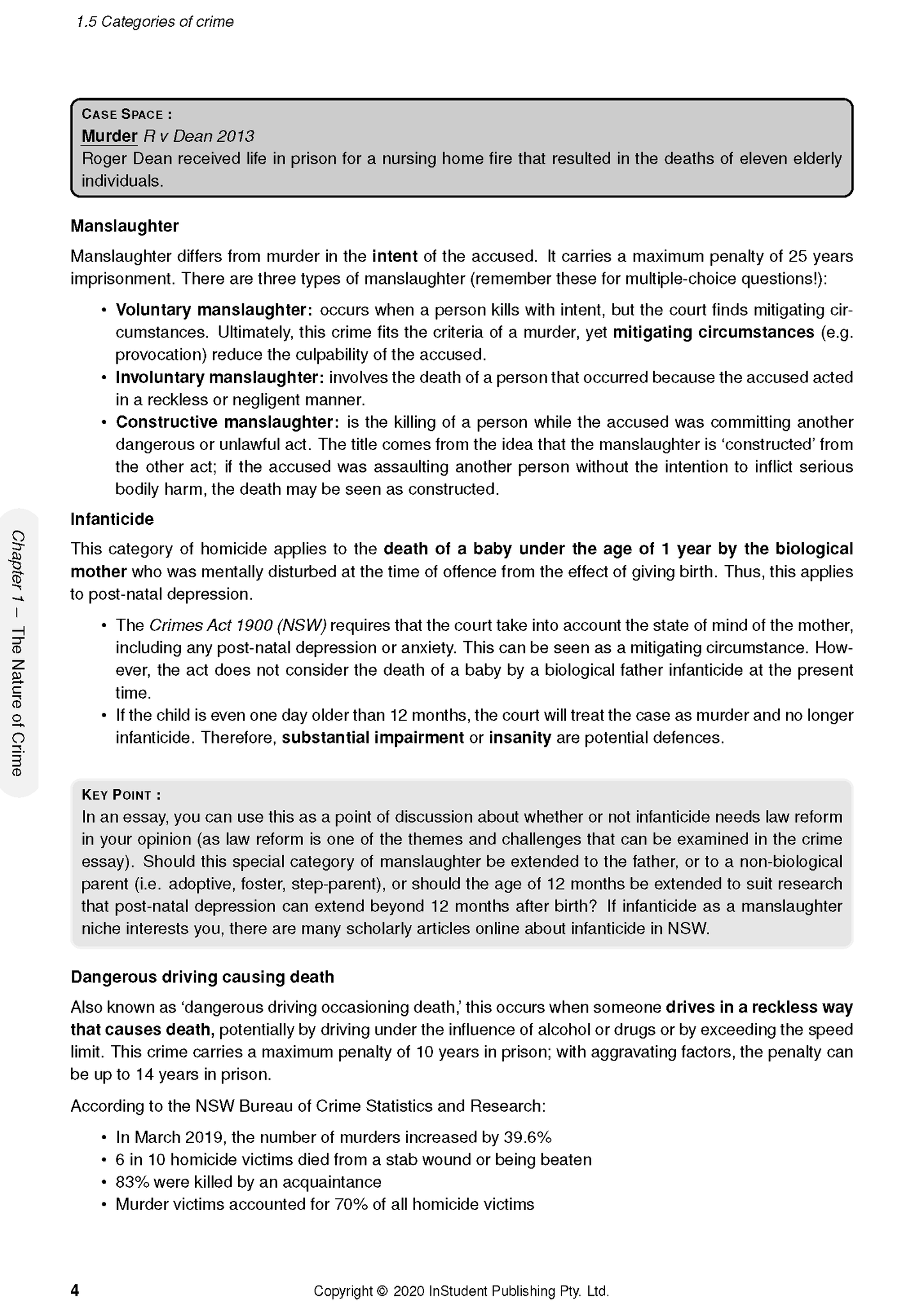 HSC Year 12 Legal Studies Complete Course Notes by ATAR Notes, showing a page detailing categories of crime.