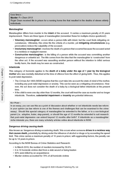 HSC Year 12 Legal Studies Complete Course Notes by ATAR Notes, showing a page detailing categories of crime.