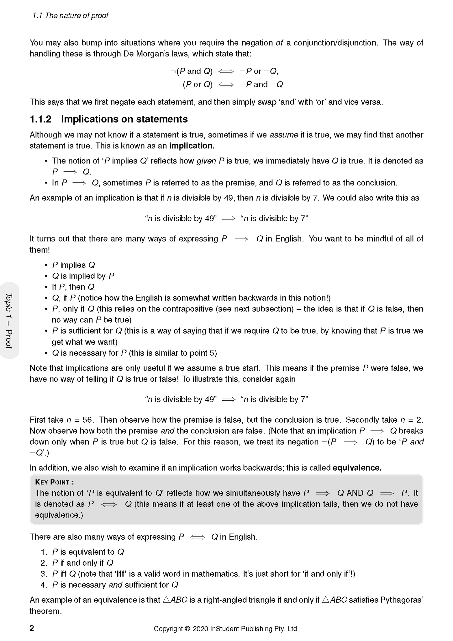 HSC Year 12 Mathematics Extension 2 Course Notes page by ATAR Notes, featuring logical concepts, formulas, and headings.