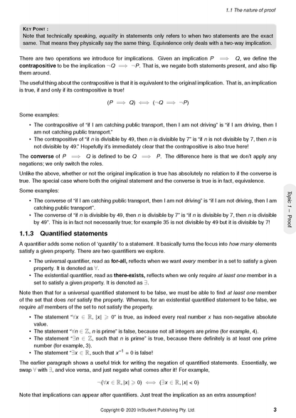 A page of Mathematics Extension 2 Complete Course Notes by ATAR Notes, showing text and symbols about logical operations and quantified statements.