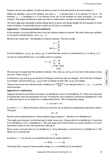 Mathematics Extension 2 Course Notes by ATAR Notes, showing a page with text and equations on "The nature of proof" and page number 5.