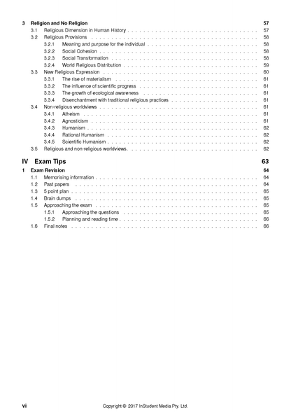 White course notes by ATAR Notes, displaying a table of contents with chapter headings and page numbers.