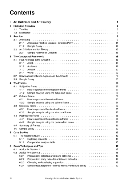 A page from Complete Course Notes by ATAR Notes, displaying the 'Contents' list with sections and page numbers.