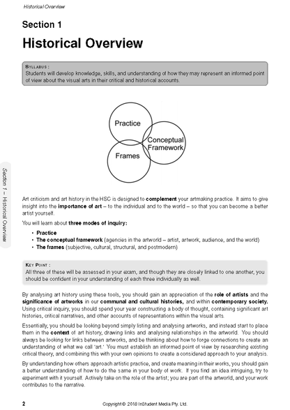 White course notes page by ATAR Notes with black text, a circular diagram, and headings "Historical Overview" and "Section 1".