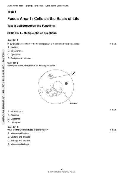 ATAR Notes HSC Year 11 Biology Topic Tests (2027-2029)