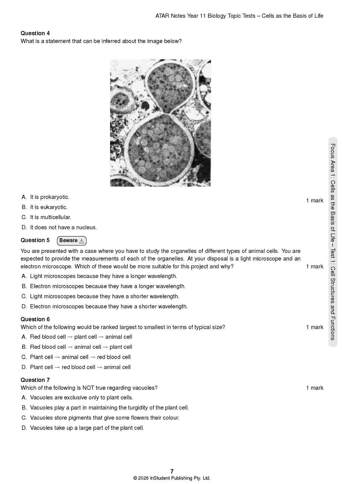 ATAR Notes HSC Year 11 Biology Topic Tests (2027-2029)