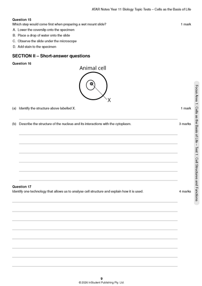 ATAR Notes HSC Year 11 Biology Topic Tests (2027-2029)