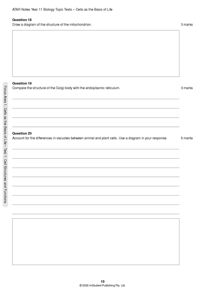 ATAR Notes HSC Year 11 Biology Topic Tests (2027-2029)