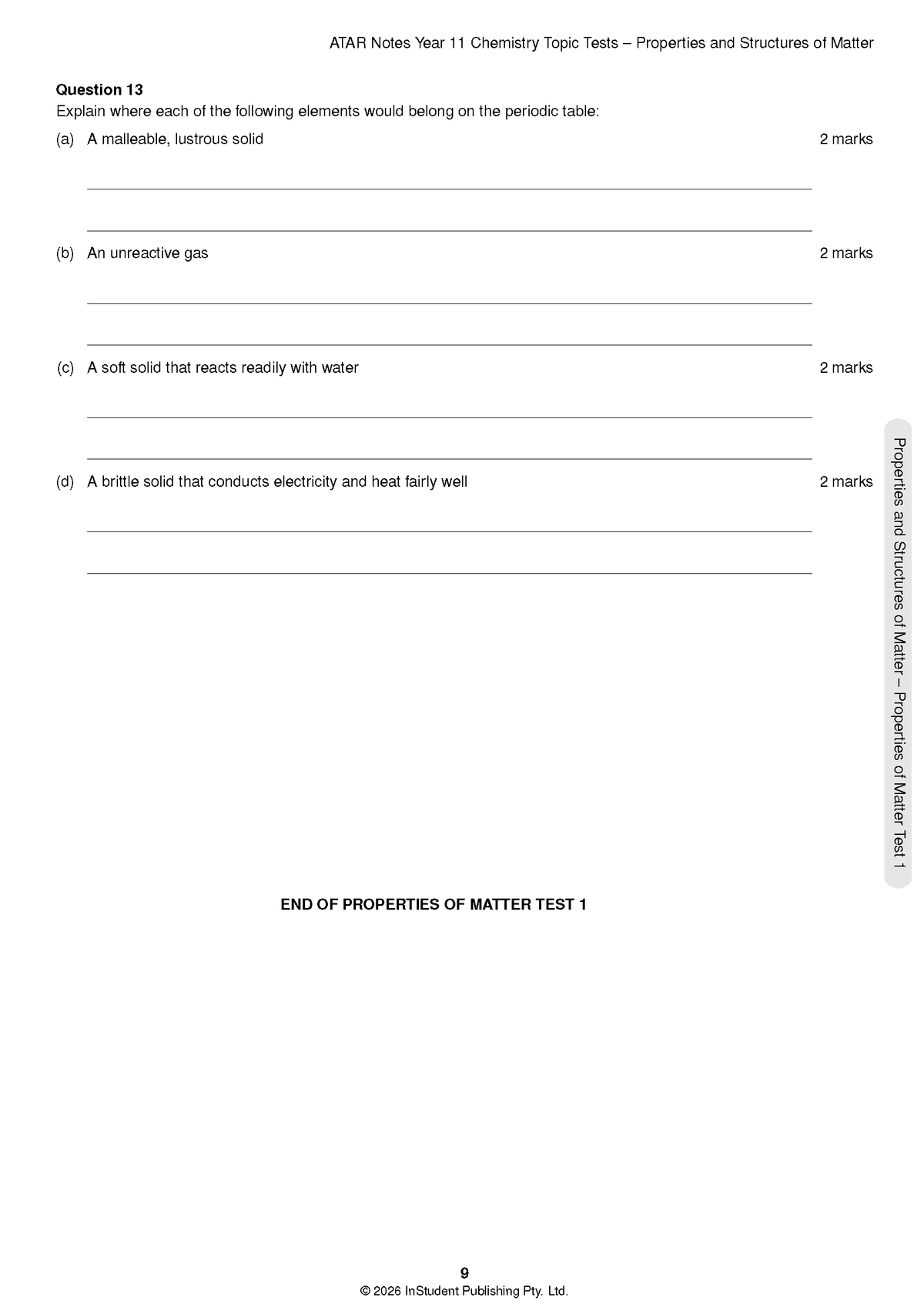 ATAR Notes HSC Year 11 Chemistry Topic Tests (2026-2027)