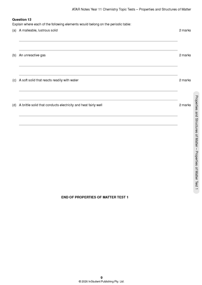 ATAR Notes HSC Year 11 Chemistry Topic Tests (2026-2027)