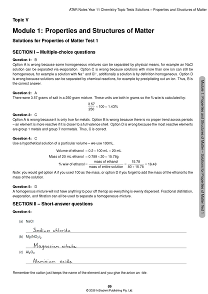ATAR Notes HSC Year 11 Chemistry Topic Tests (2026-2027)