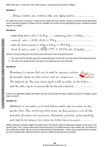 ATAR Notes HSC Year 11 Chemistry Topic Tests (2026-2027)