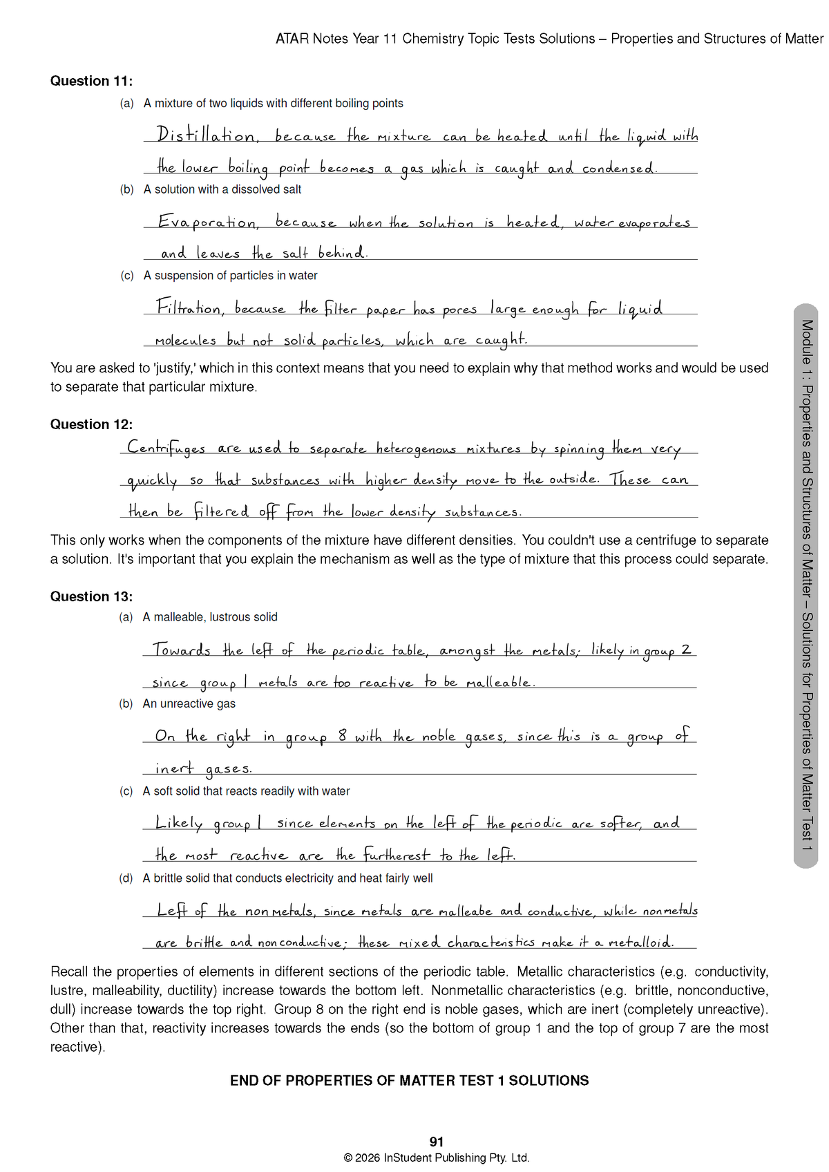 ATAR Notes HSC Year 11 Chemistry Topic Tests (2026-2027)