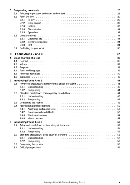 Course Notes by ATAR Notes, showing a table of contents page with numbered sections and corresponding page numbers.
