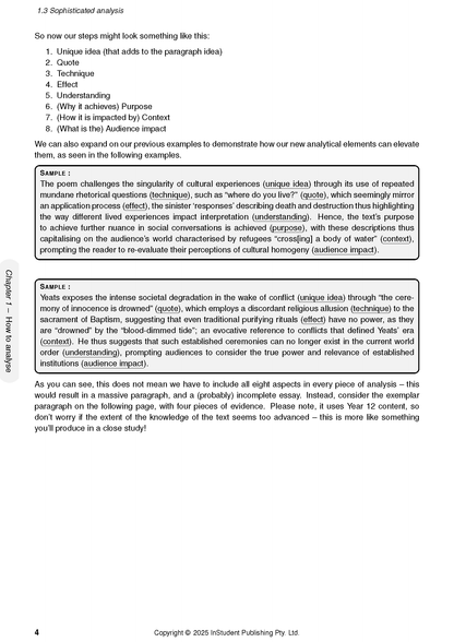 HSC Year 11 English Complete Course Notes (2026-2028) from ATAR Notes, showing a page on 'Sophisticated analysis' with bullet points and sample paragraphs.