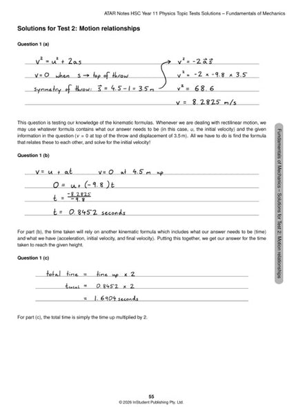ATAR Notes HSC Year 11 Physics Topic Tests (2027-2029)