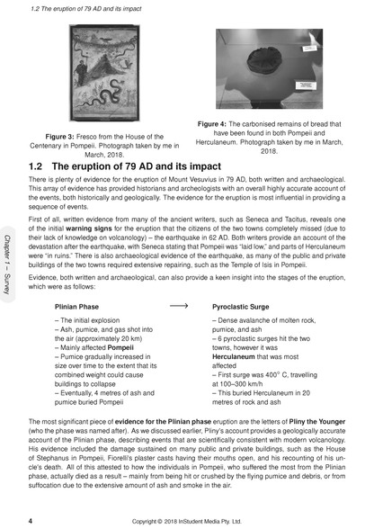 White page of course notes by ATAR Notes, showing black and white illustrations of a fresco and carbonized bread, with text.