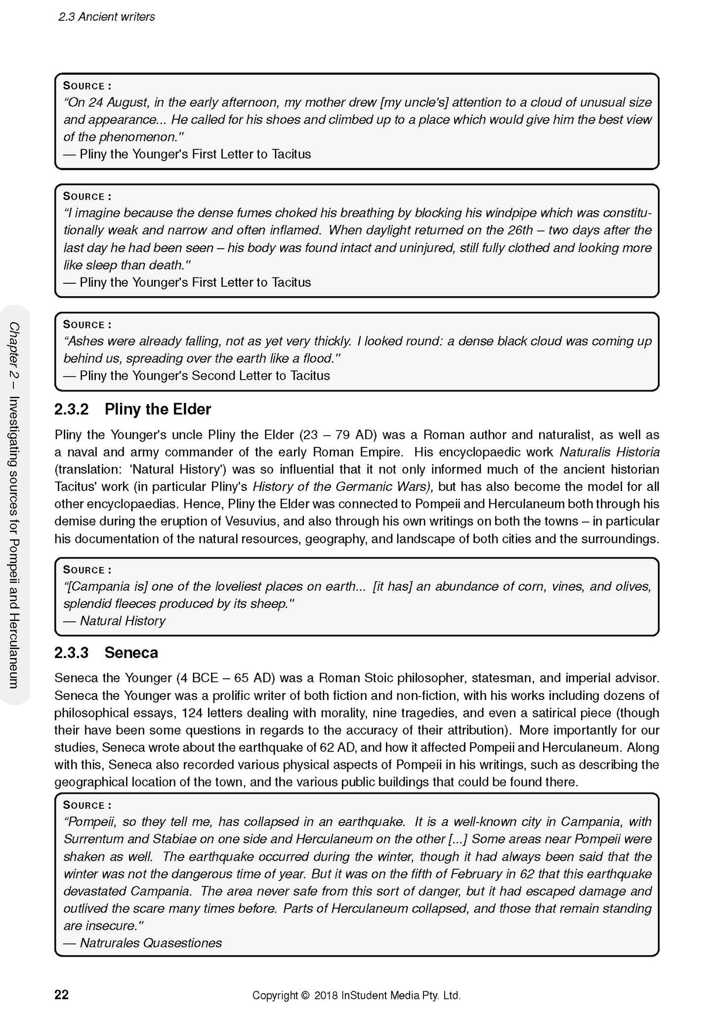 Ancient History Course Notes for HSC Year 12 by ATAR Notes, displaying a page about ancient writers with source quotes.